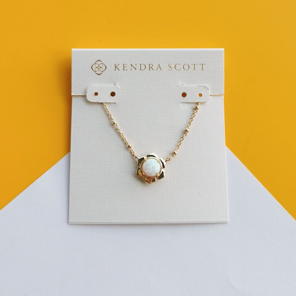 Susie Gold Bright White Kyocera Opal Necklace by Kendra Scott